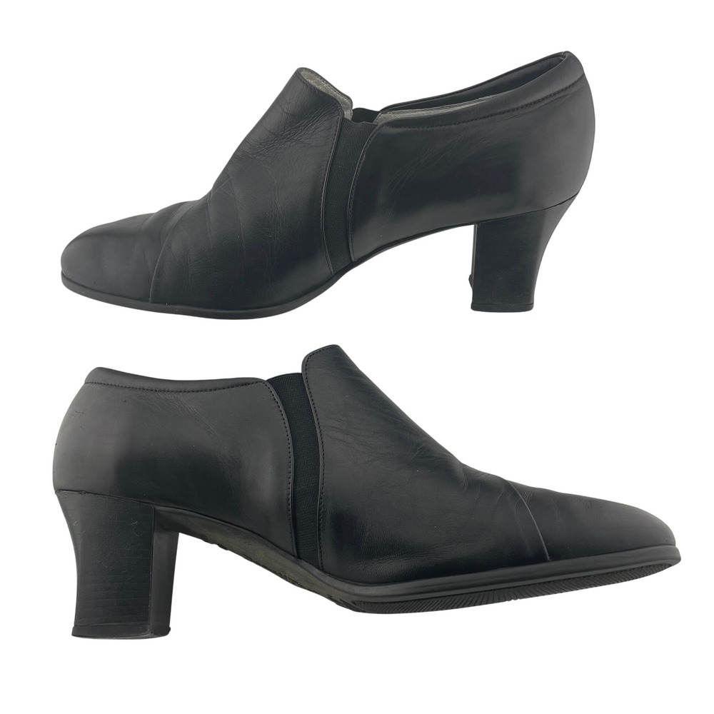 BeautiFeel Ashley Black Leather Comfort Pumps sz 40 9 Block Heel Made in Israel